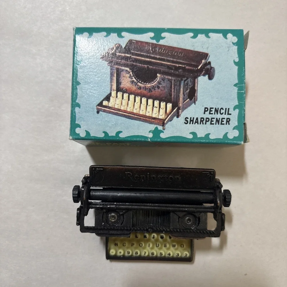 VTG Bronze Die-Cast Mini Typewriter Pencil Sharpener #8786 /w Box FREE SHIPPING
